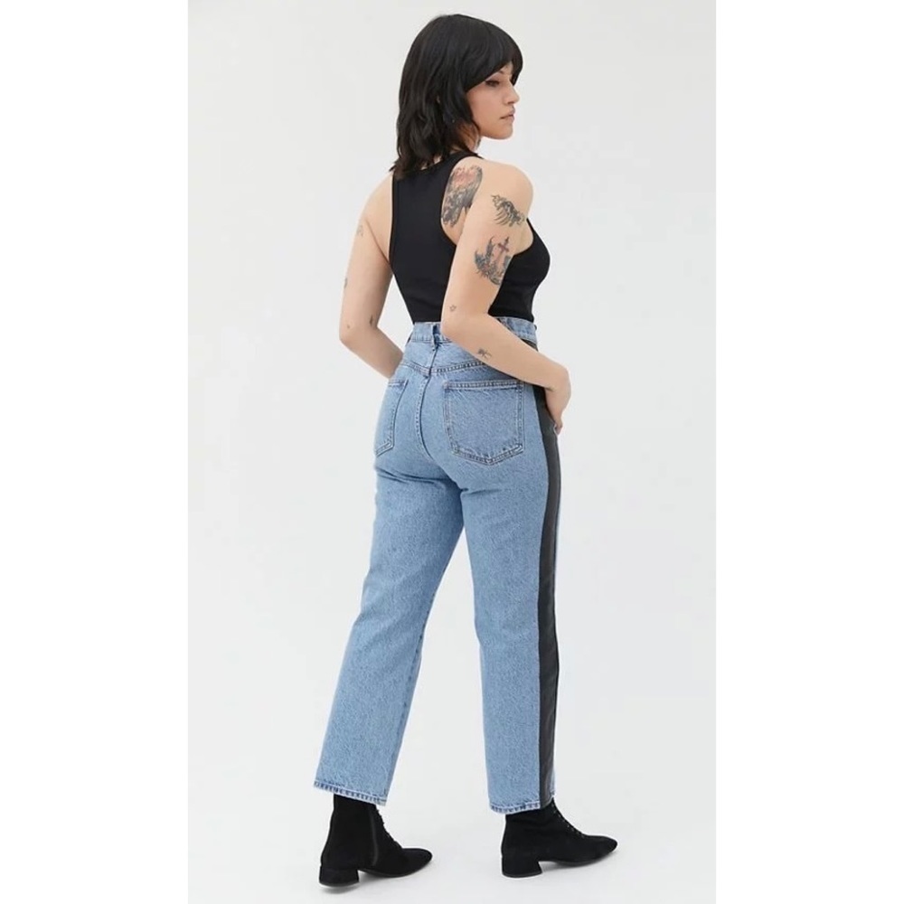 NWT UO BDG High Waist Leather Panel Straight Leg Jeans